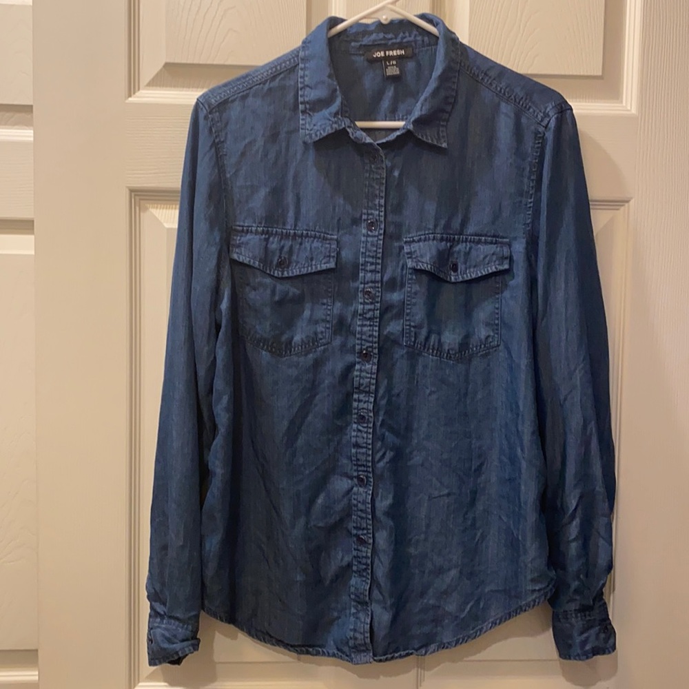 Joe Fresh Light Weight Denim Look Button Down Top